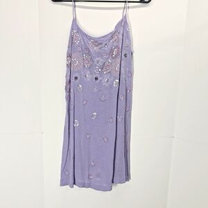 Free people intimately slip dress in lilac with beadwork.